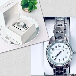 NWT Gorgeous Tahari Silver White Quartz White Dial Stainless Steel Women’s Watch